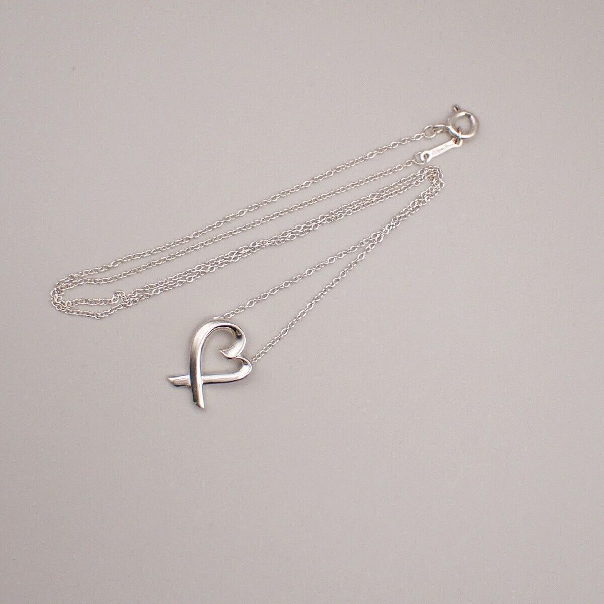 TIFFANY & CO. Loving Heart Chain Necklace Paloma Picass Silver Ag 925 02YF230