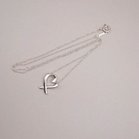 TIFFANY & CO. Loving Heart Chain Necklace Paloma Picass Silver Ag 925 02YF230