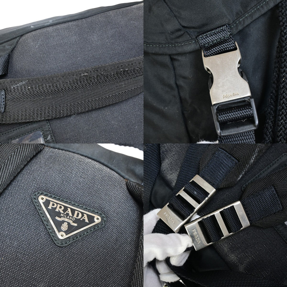 PRADA Logo Tessuto Backpack Bag Nylon Black Nero SHW Italy 38KB617