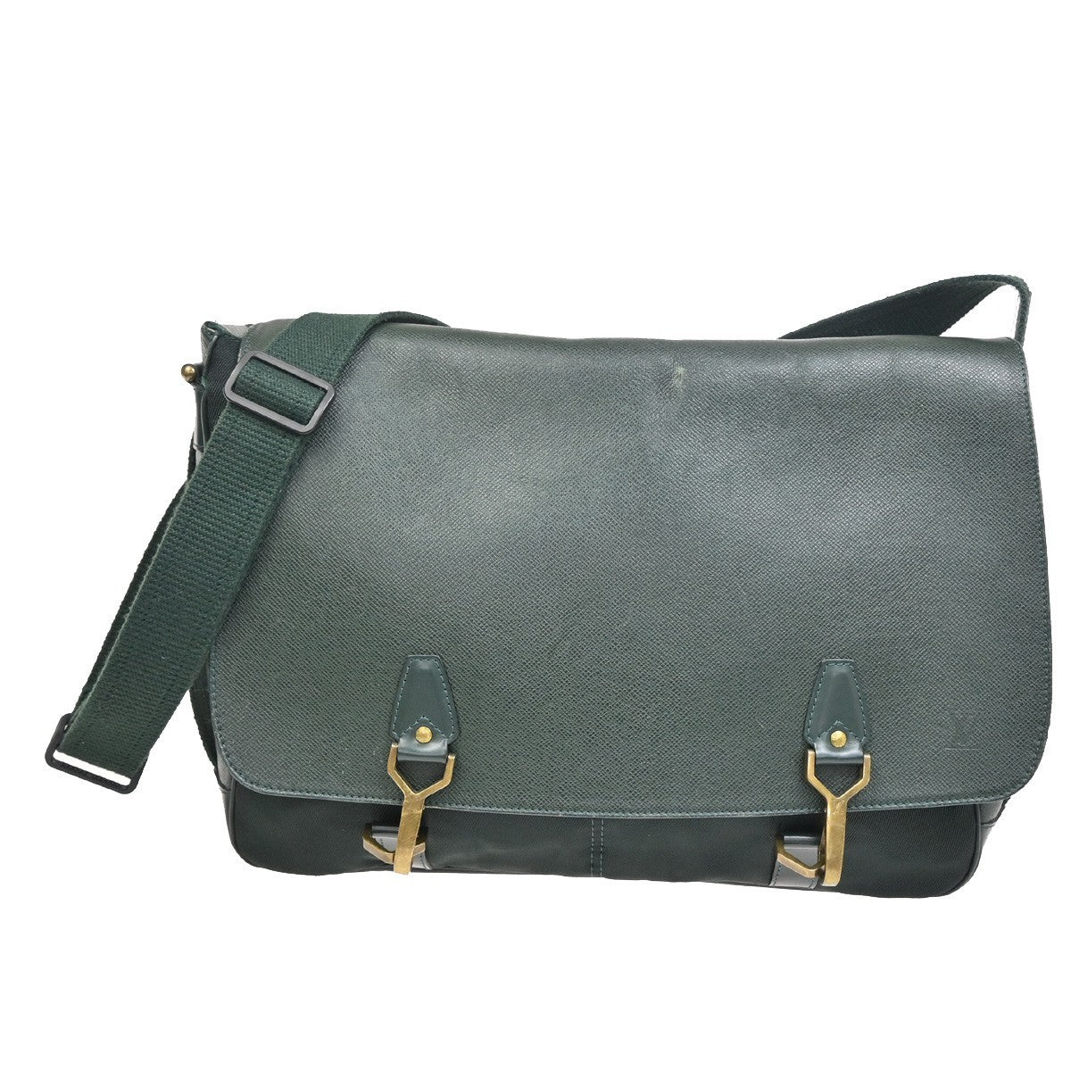 LOUIS VUITTON Delsou Shoulder Bag Taiga Leather Epicea Green GHW M30164 37ZA127