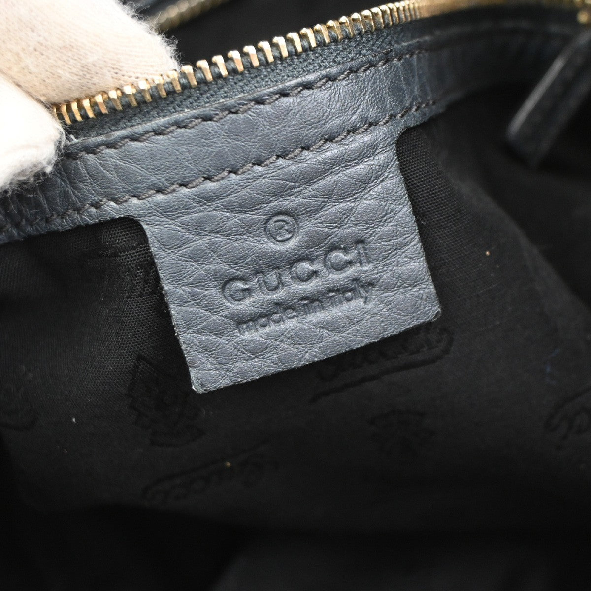 GUCCI Logo Heritage Web Striped Hobo Shoulder Bag Leather Gray GHW Italy 35DA239