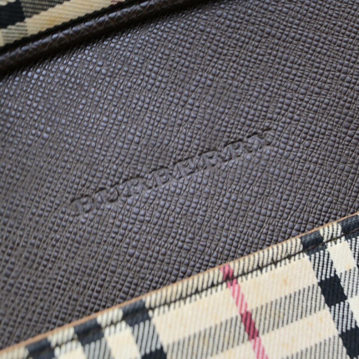 BURBERRY Logo Nova Check Hand Bag Canvas Leather Beige Brown Silver 63KA488
