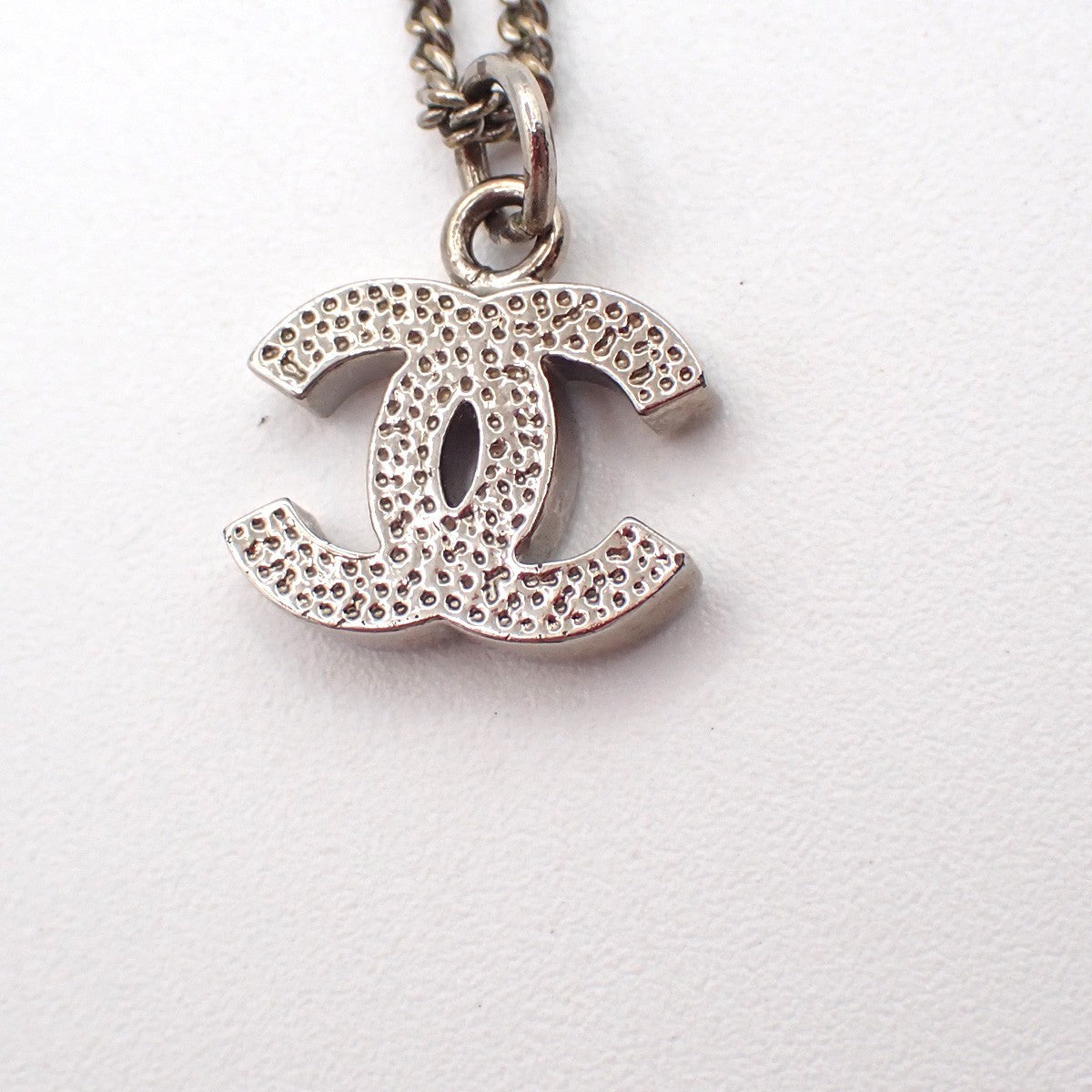 CHANEL CC Logo Rhinestone Chain Necklace Pendant B11V SHW Italy 87RQ025