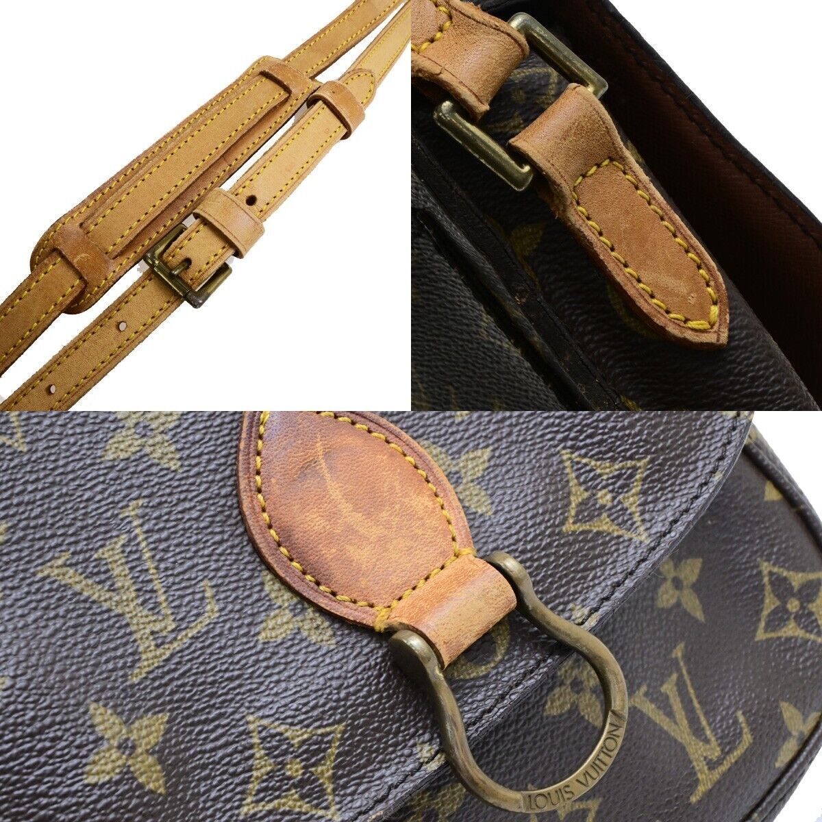LOUIS VUITTON Saint Cloud MM Shoulder Bag Monogram Leather Brown M51243 64ED489