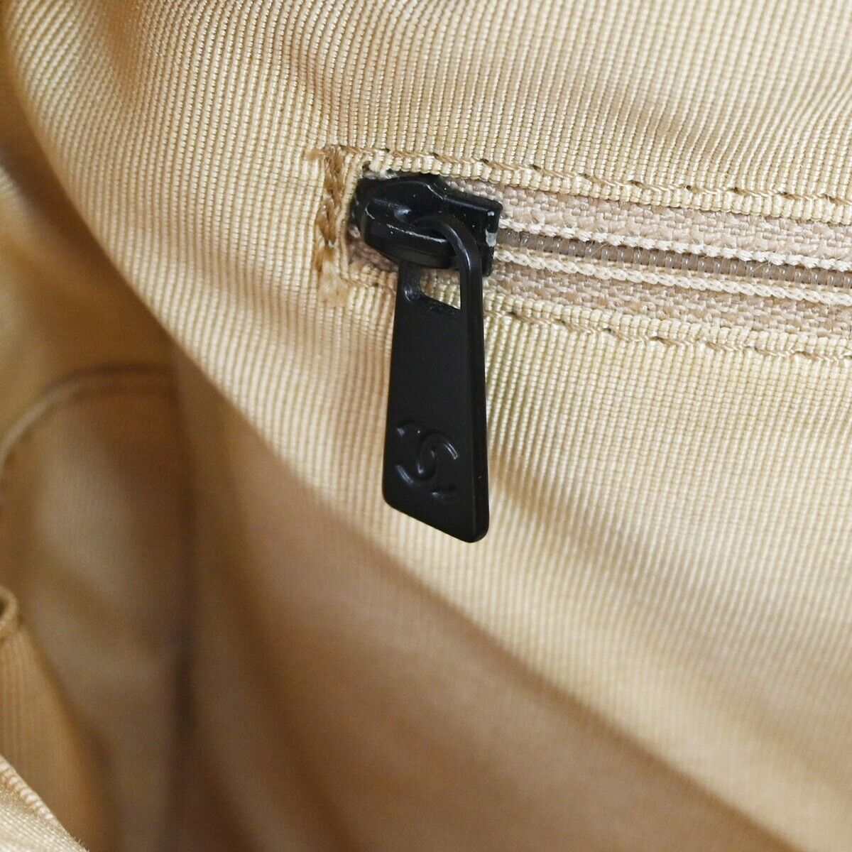 CHANEL CC Logo Wild Stitch Hand Tote Bag Leather Beige Black Italy 11SH052