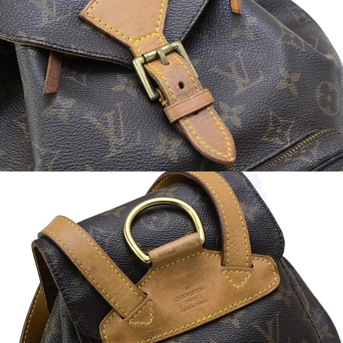 LOUIS VUITTON Montsouris MM Backpack Bag Monogram Leather Brown M51136 77ED313