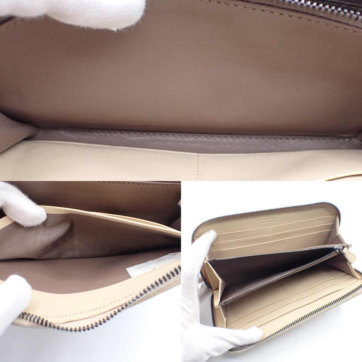 BOTTEGA VENETA Intrecciato Zip Around Long Wallet Embossing Leather Whit 63AA183