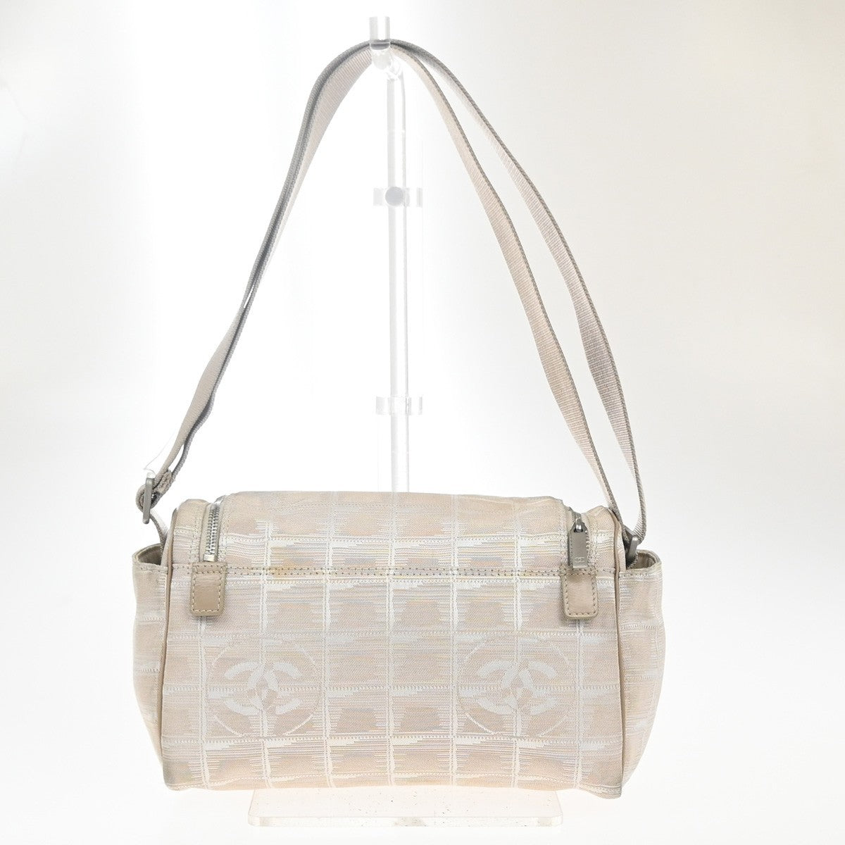 CHANEL CC New Travel Line Shoulder Bag Jacquard Canvas Leather BE SHW 62MA443