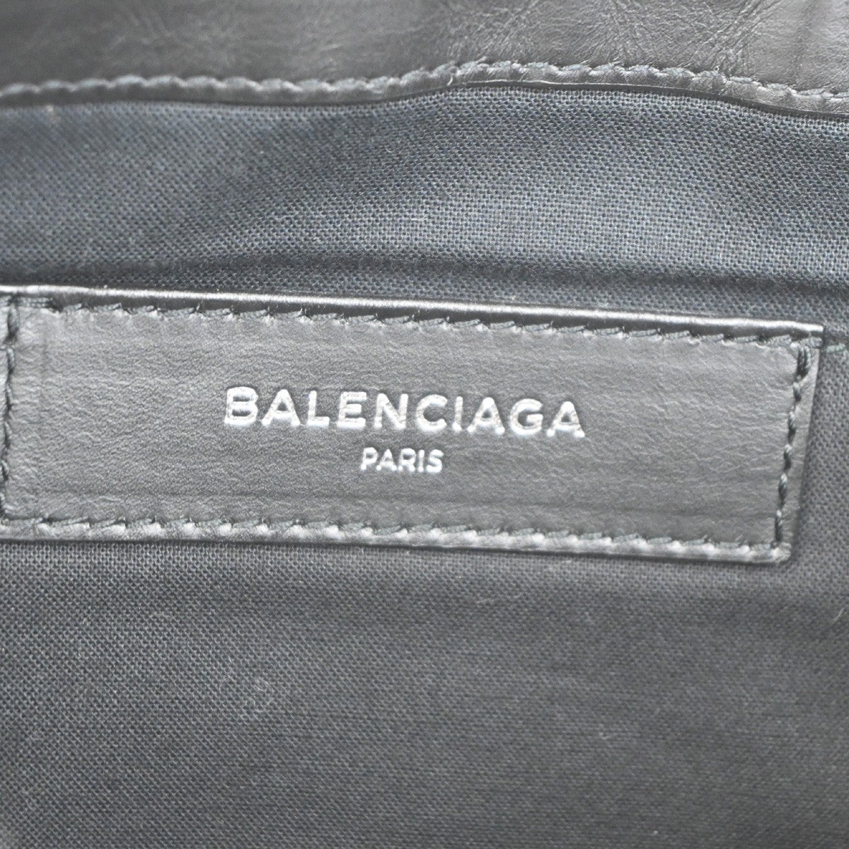 BALENCIAGA Logo Clutch Ba Canvas Leather Black SHW Italy 63TA693
