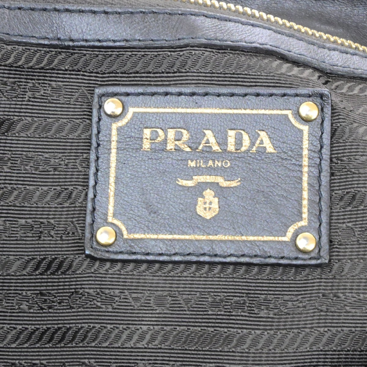 PRADA Logo Tessuto Shoulder Hand Bag Nylon Leather Brown Khaki GHW 81EE120