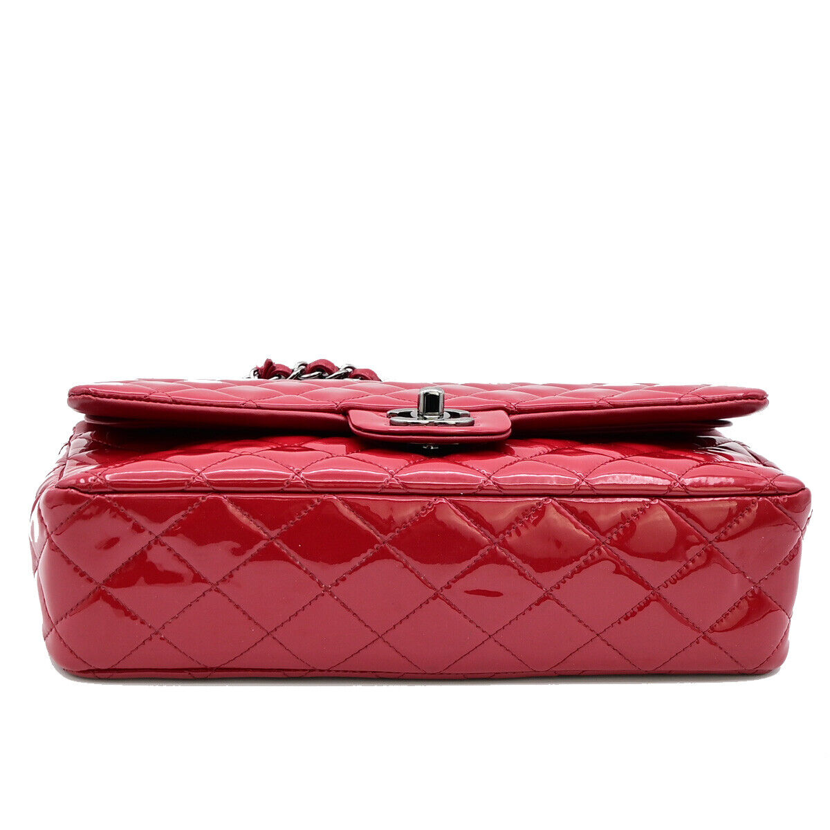 CHANEL CC Matelasse 25 Chain Shoulder Bag Patent Leather Red SHW 373RJ867