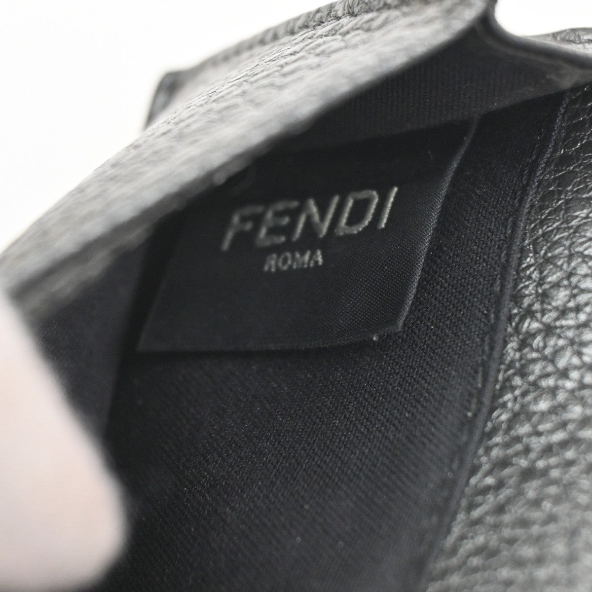 FENDI Logo Mini Trifold Campact Wallet Purse Leather Gray SHW Italy 31CA863