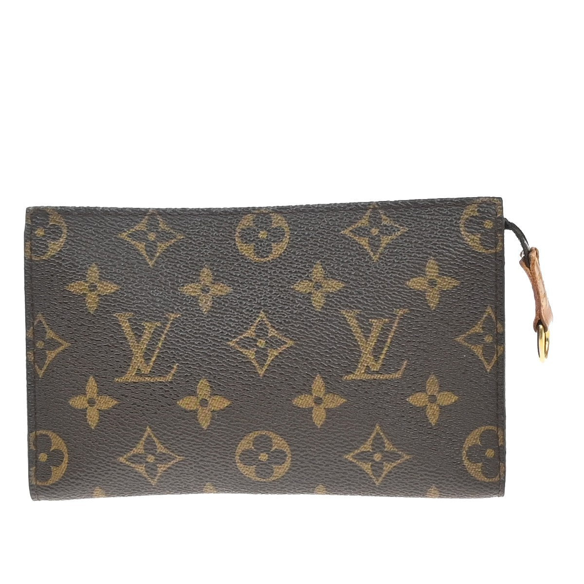 LOUIS VUITTON Logo Bucket PM Pouch Bag Monogram Leather Brown France 60KP176
