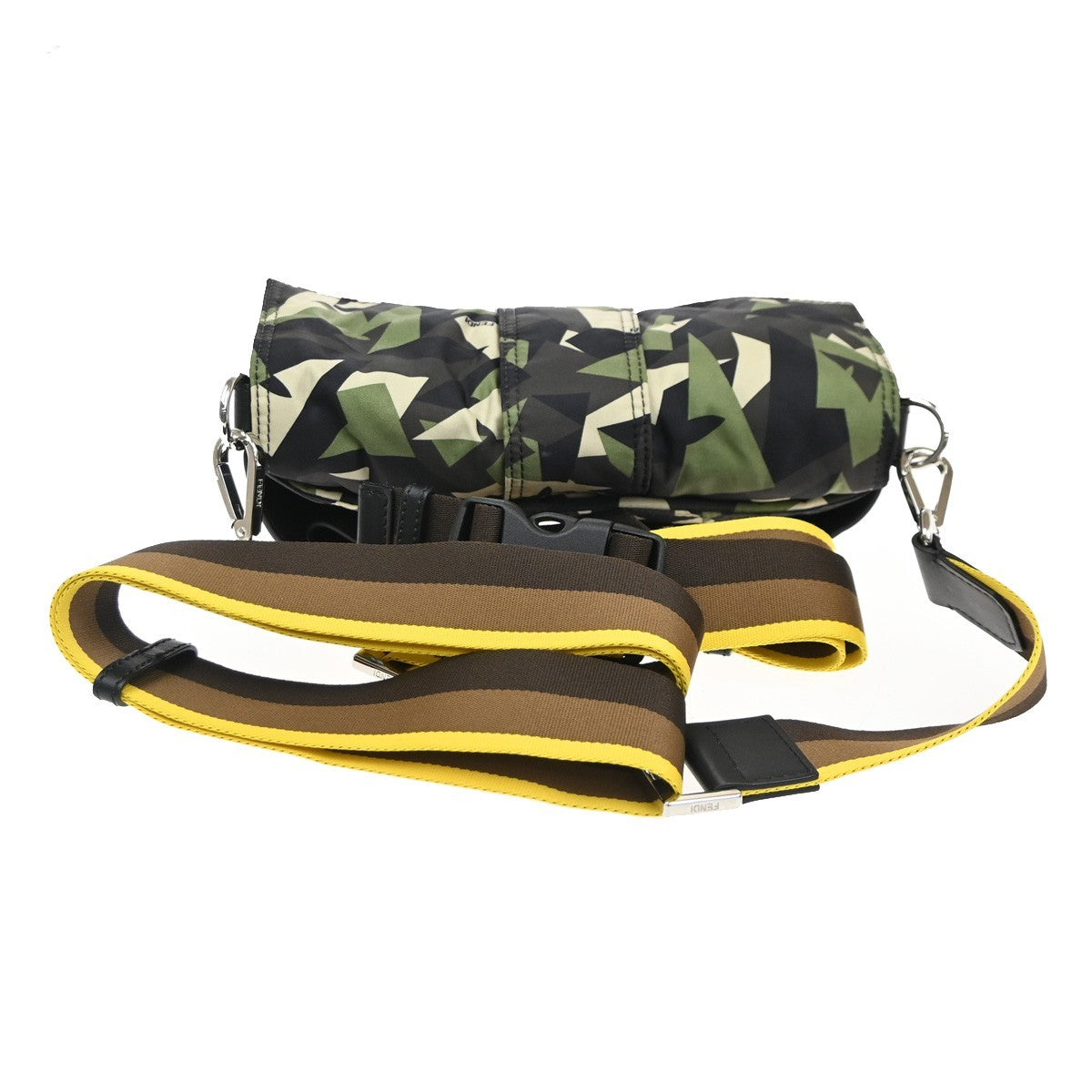 FENDI Logo Mamma Baguette Camouflage Bum Shoulder Bag Nylon Leather SHW 667RL908