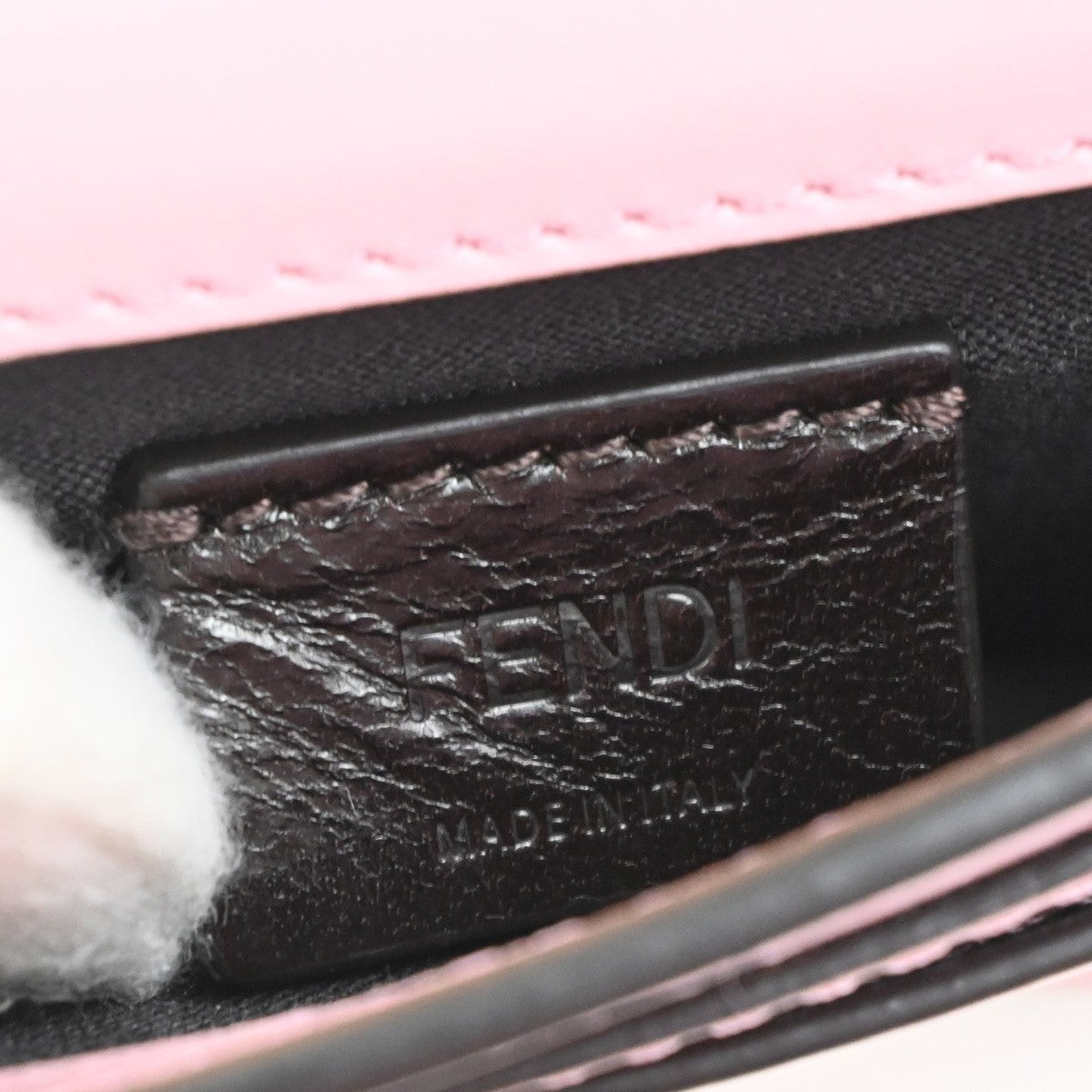 FENDI Logo Micro Baguette Crossbody Shoulder Hand Bag Leather Pink SHW 76YJ049