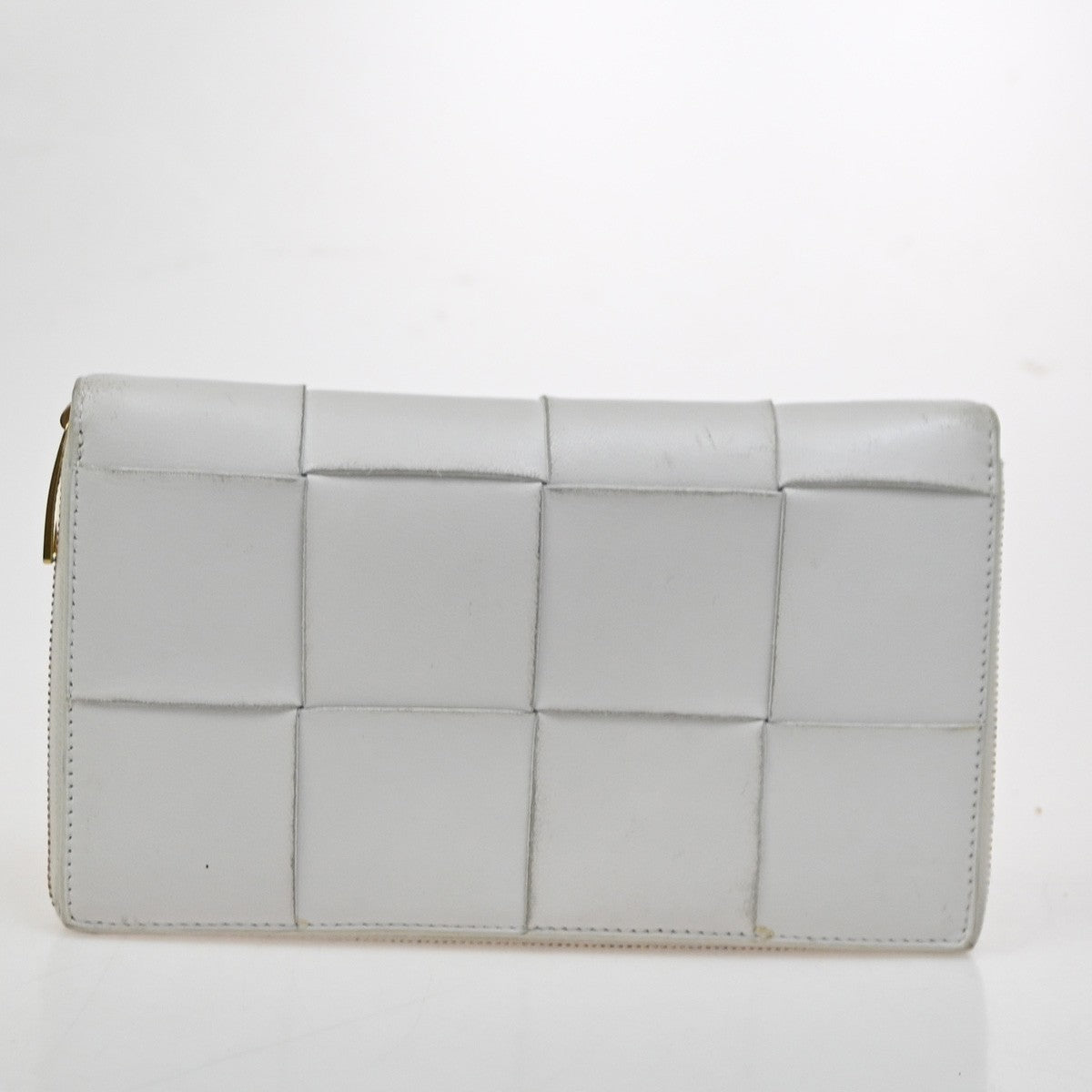 BOTTEGA VENETA Cassette Intrecciato Zippy Long Wallet Leather White GHW 64KB978