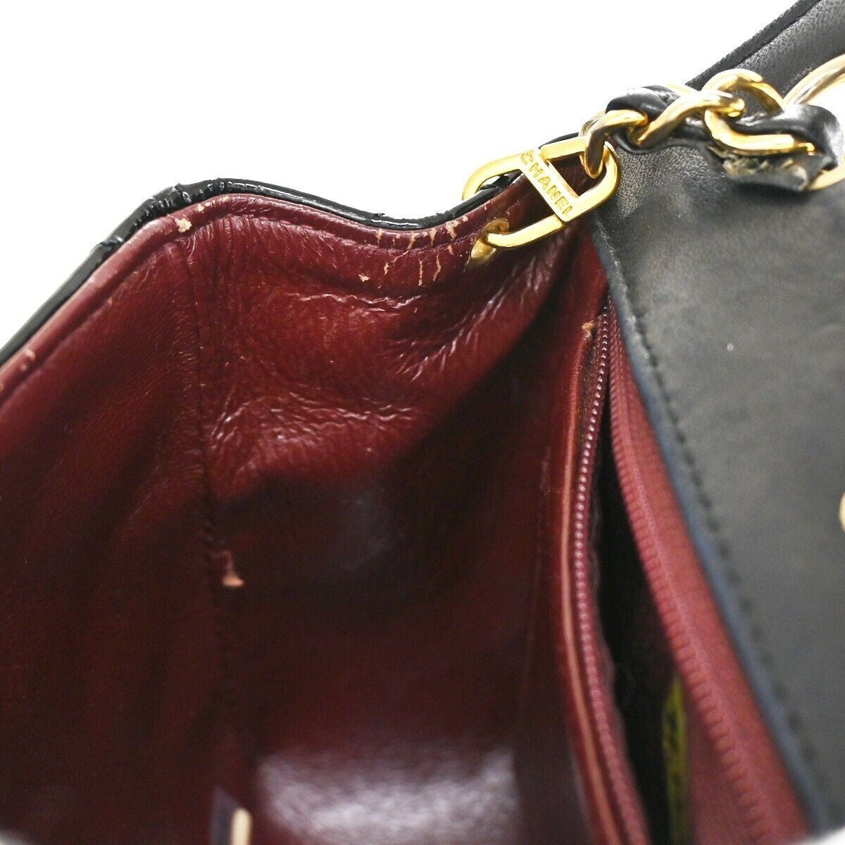 CHANEL CC Mini Matelasse Chain Shoulder Bag Patent Leather Black GHW 332RJ334