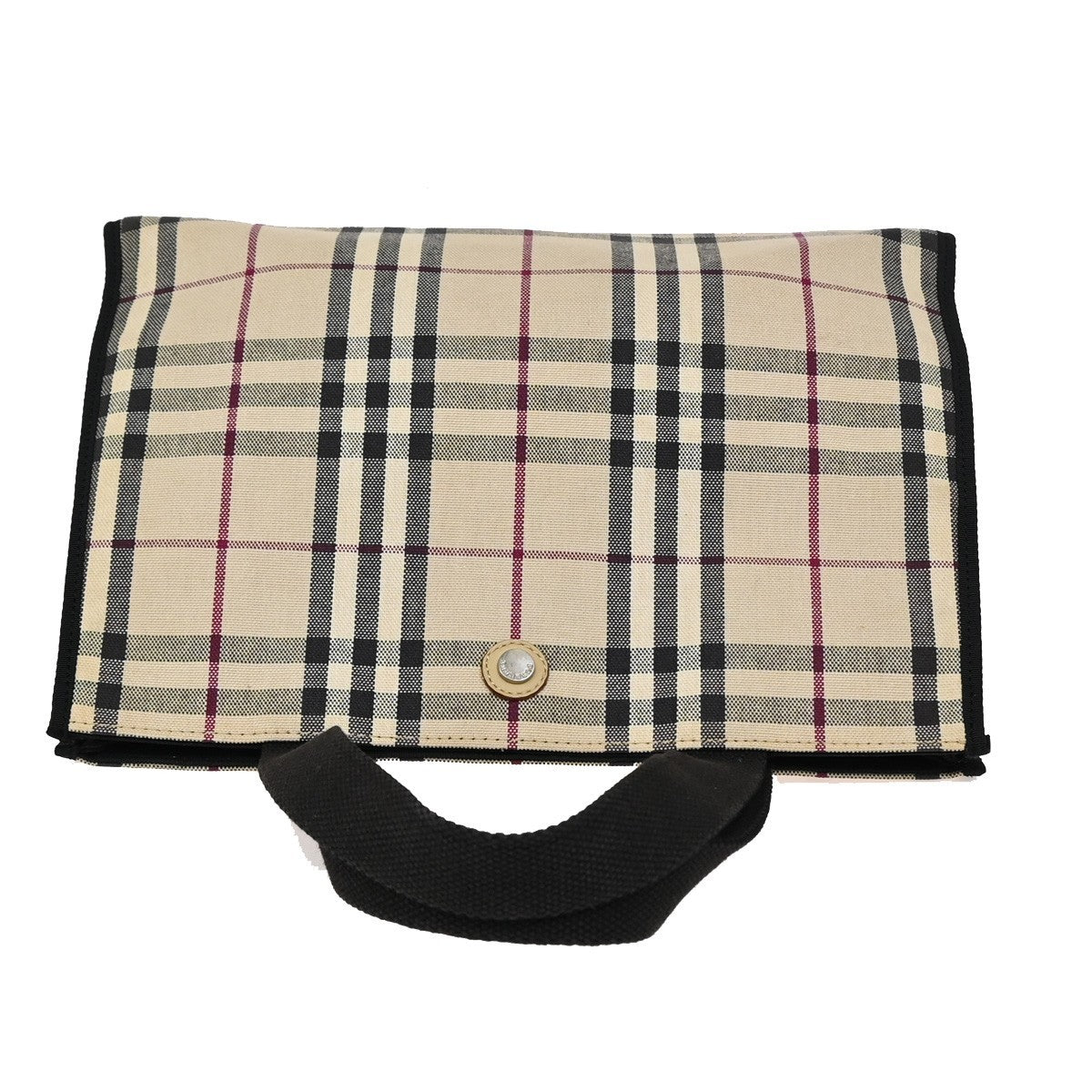 BURBERRY Logo Nova Check Hand Tote Bag Canvas Leather Beige Black 05KA814