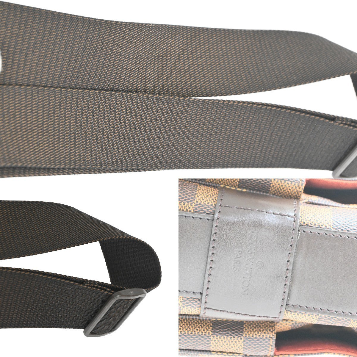 LOUIS VUITTON Naviglio Shoulder Bag Damier Ebene Leather Brown N45255 96TA697