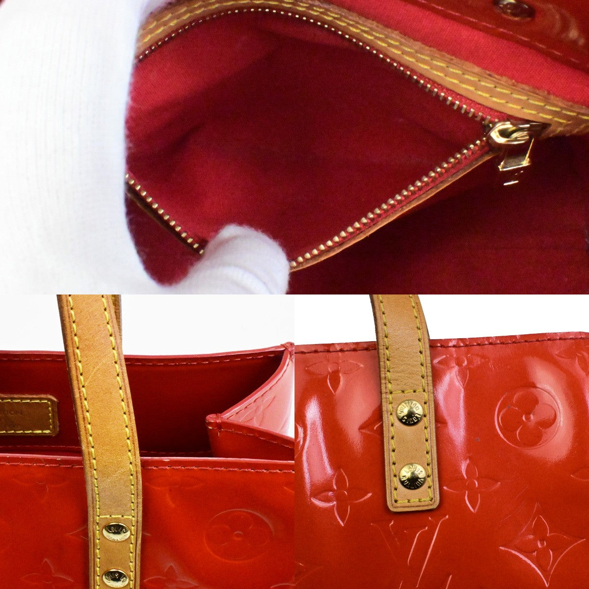LOUIS VUITTON Read PM Hand Bag Monogram Vernis Patent Leather Red M91088 31YH134