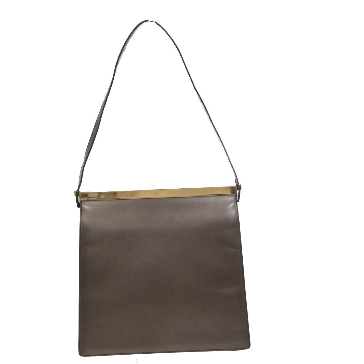 GUCCI Logo Shoulder Hand Bag Leather 001 2058 Brown GHW Italy 62YH897