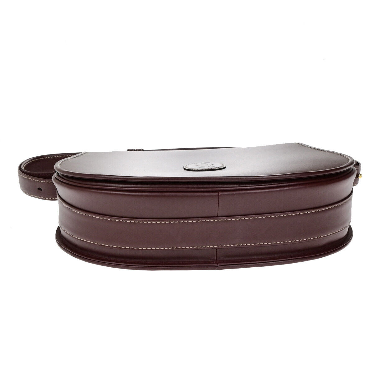 MUST DE CARTIER 2C Logo Shoulder Bag Leather Bordeaux GHW Italy 30YG288