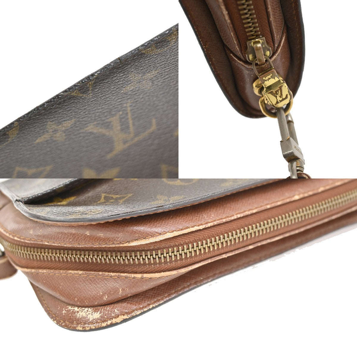 LOUIS VUITTON Orsay Clutch Hand Bag Monogram Leather Brown France M51790 05YJ179