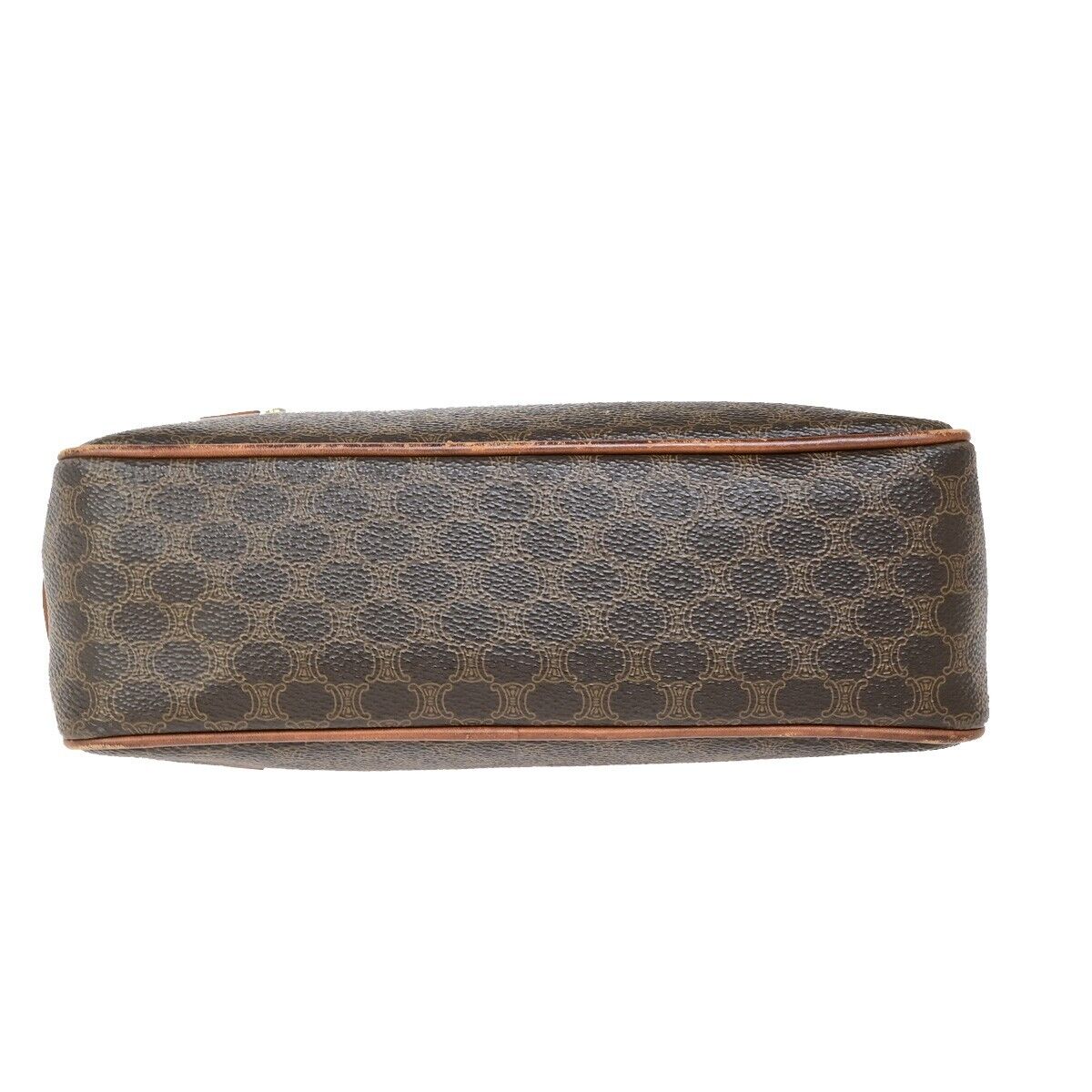 CELINE Logo Macadam Pattern Shoulder Bag PVC Leather Brown Italy Gold 60FB174