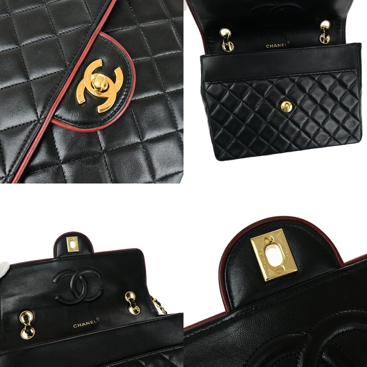 CHANEL CC Matelasse Chain Shoulder Bag Leather Black France Vintage 320RJ932