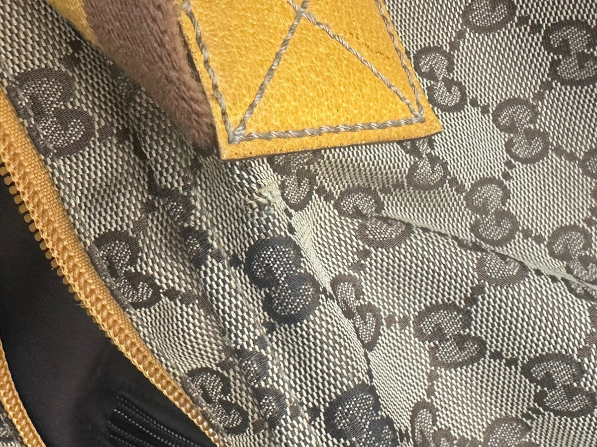 GUCCI GG Canvas Shoulder Tote Bag Leather canvas Yellow Italy 66CA368