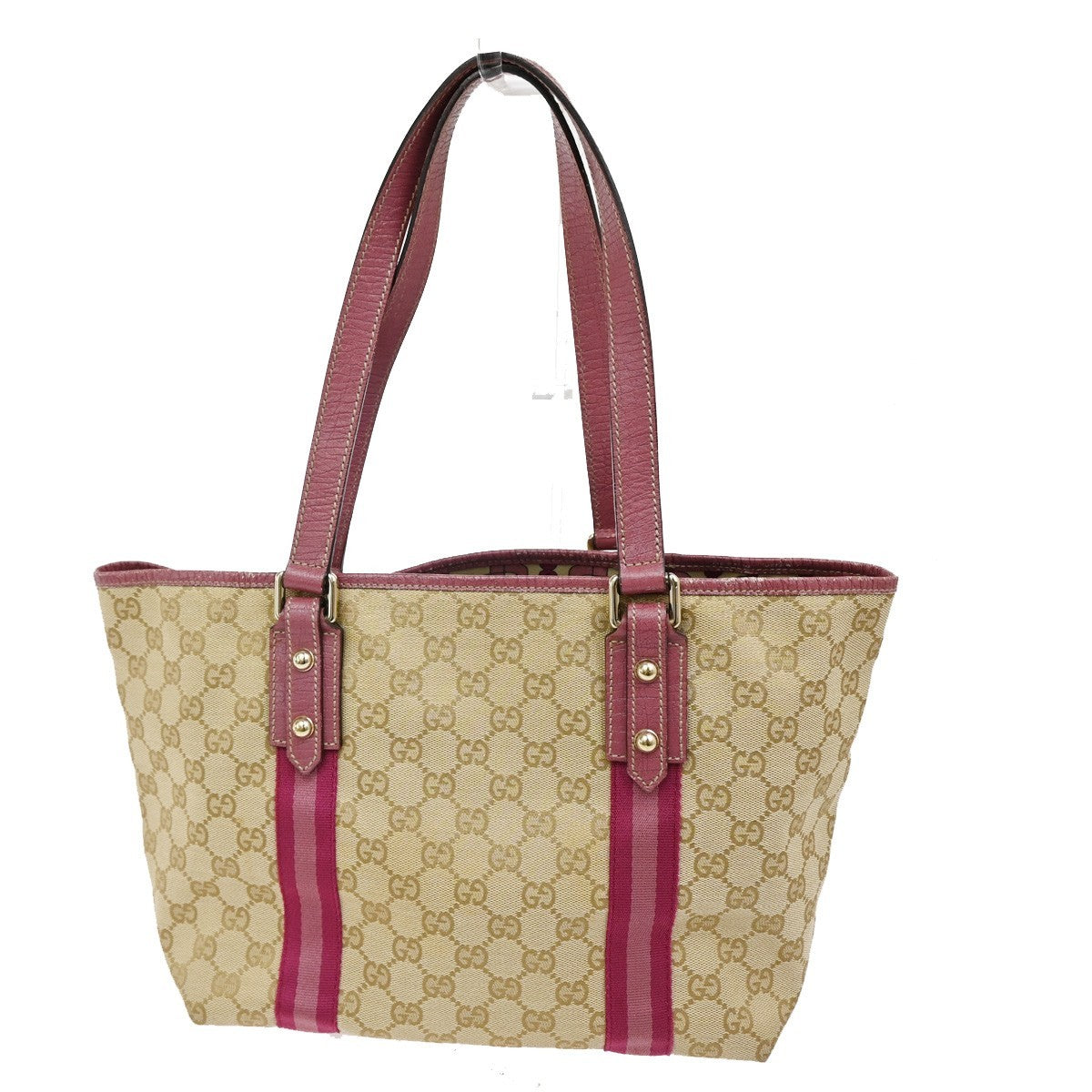 GUCCI Logo GG Pattern Shoulder Bag Canvas Leather beige Italy GHW 32KB624