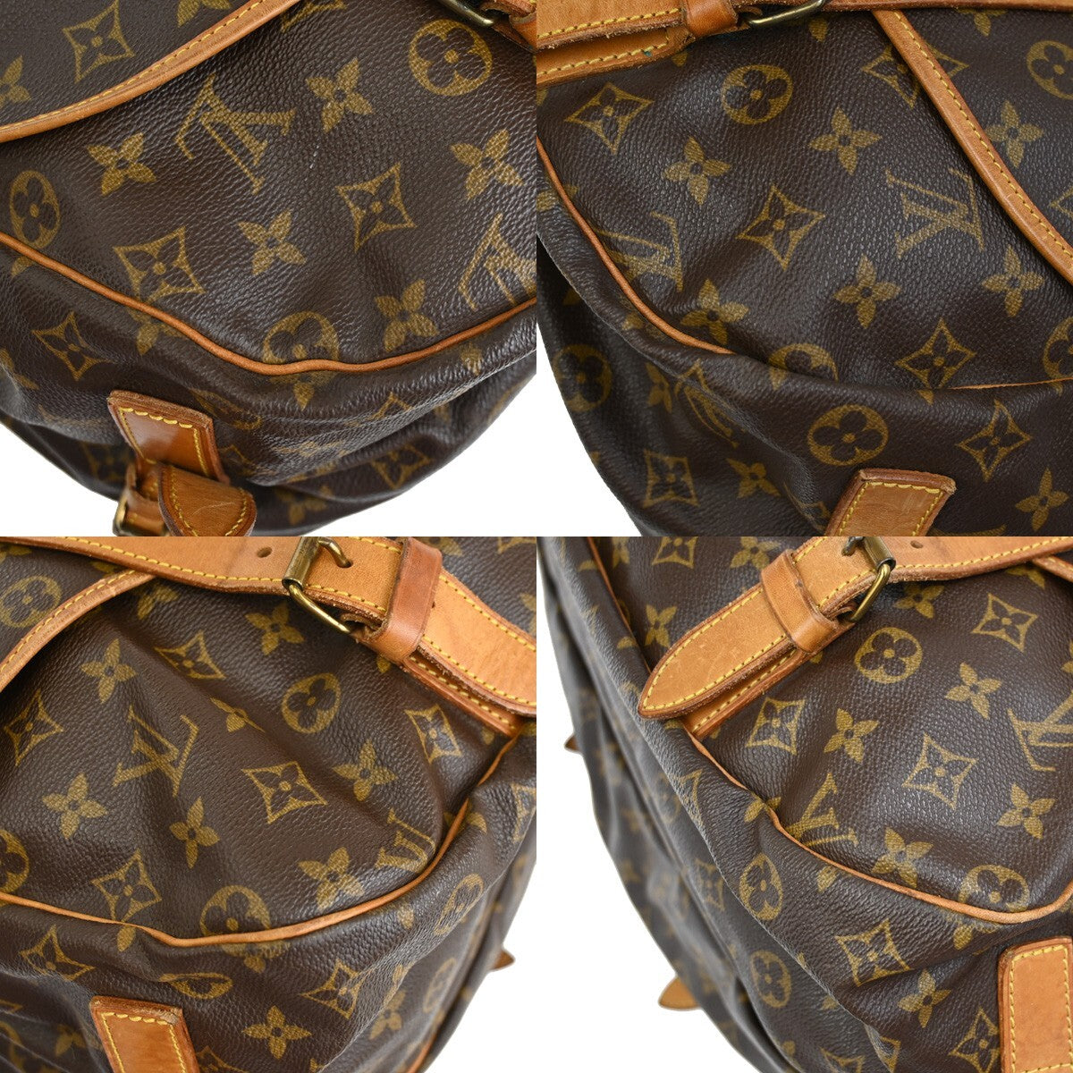 LOUIS VUITTON Logo Saumur 43 Shoulder Bag Monogram Leather Brown M42252 85FB601