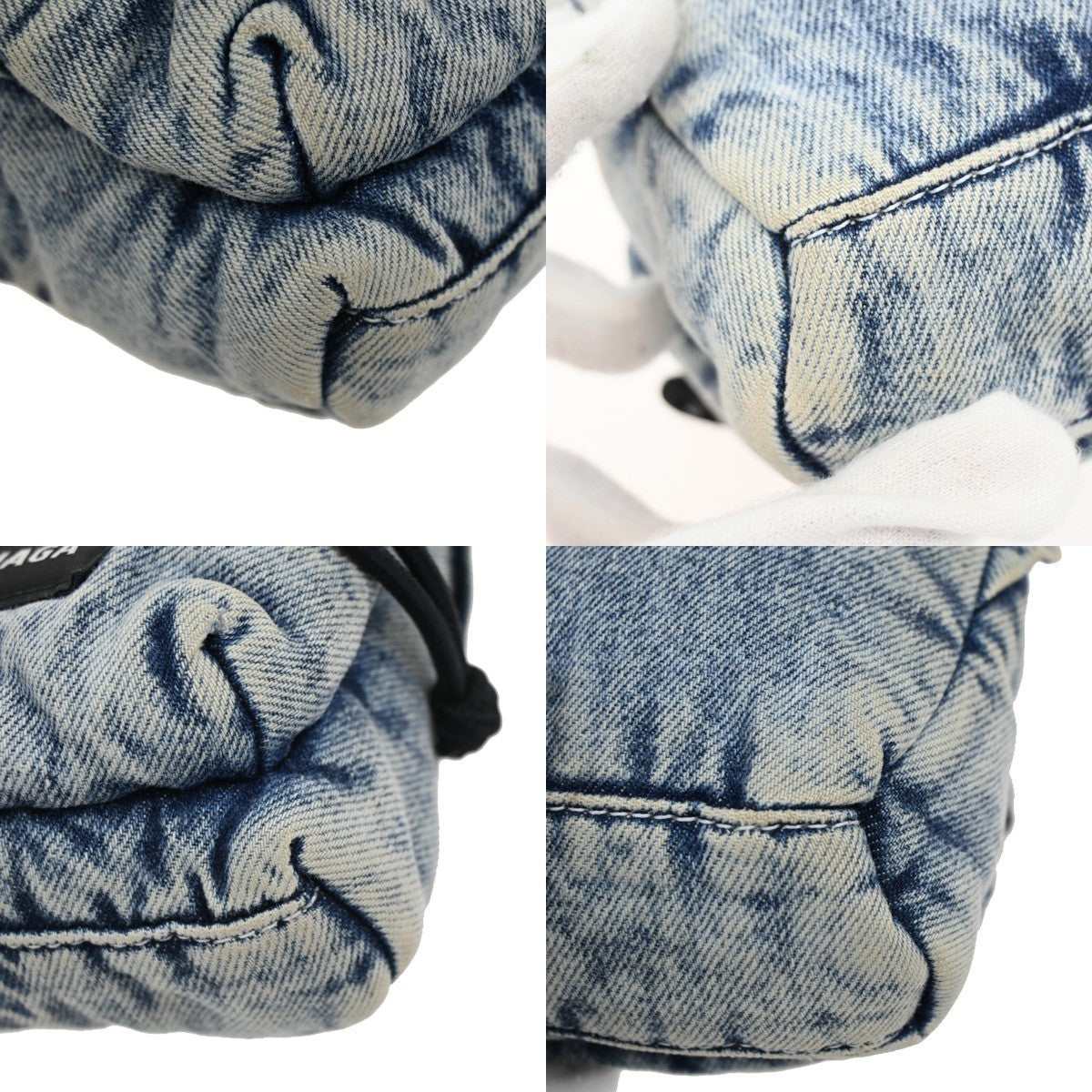 BALENCIAGA Logo Explorer 2Way Mini Shoulder Bag Canvas Denim Blue 38FC150