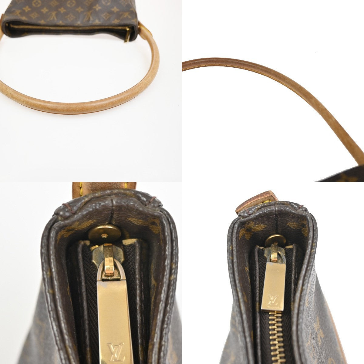 LOUIS VUITTON Logo Looping GM Shoulder Bag Monogram Leather Brown M51145 87KC187