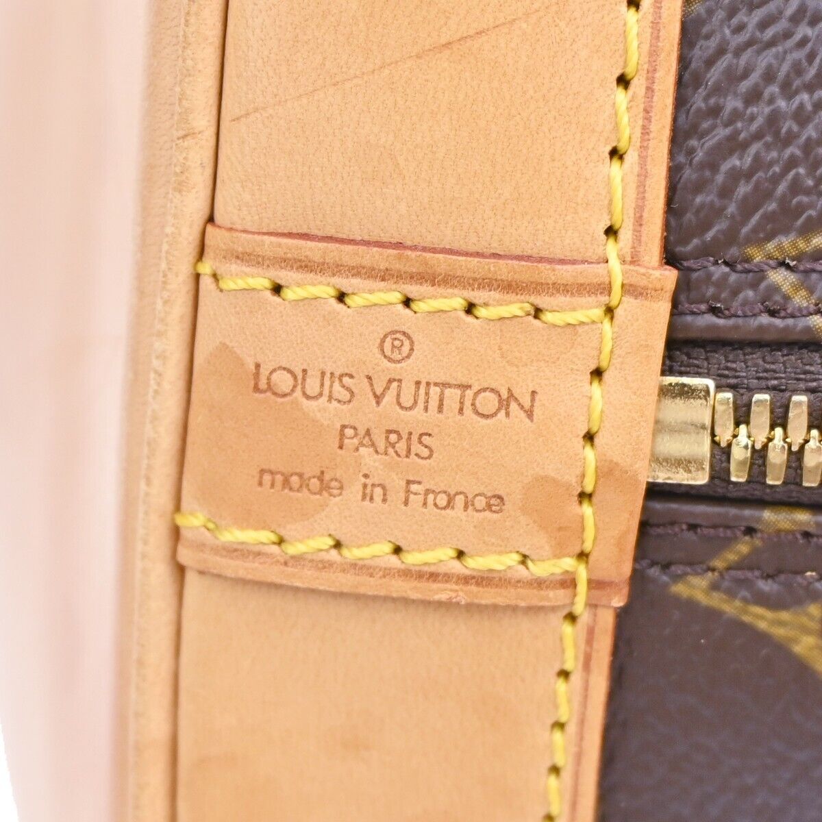 LOUIS VUITTON LV Logo Alma Hand Bag Monogram Leather Brown France M51130 16DA025