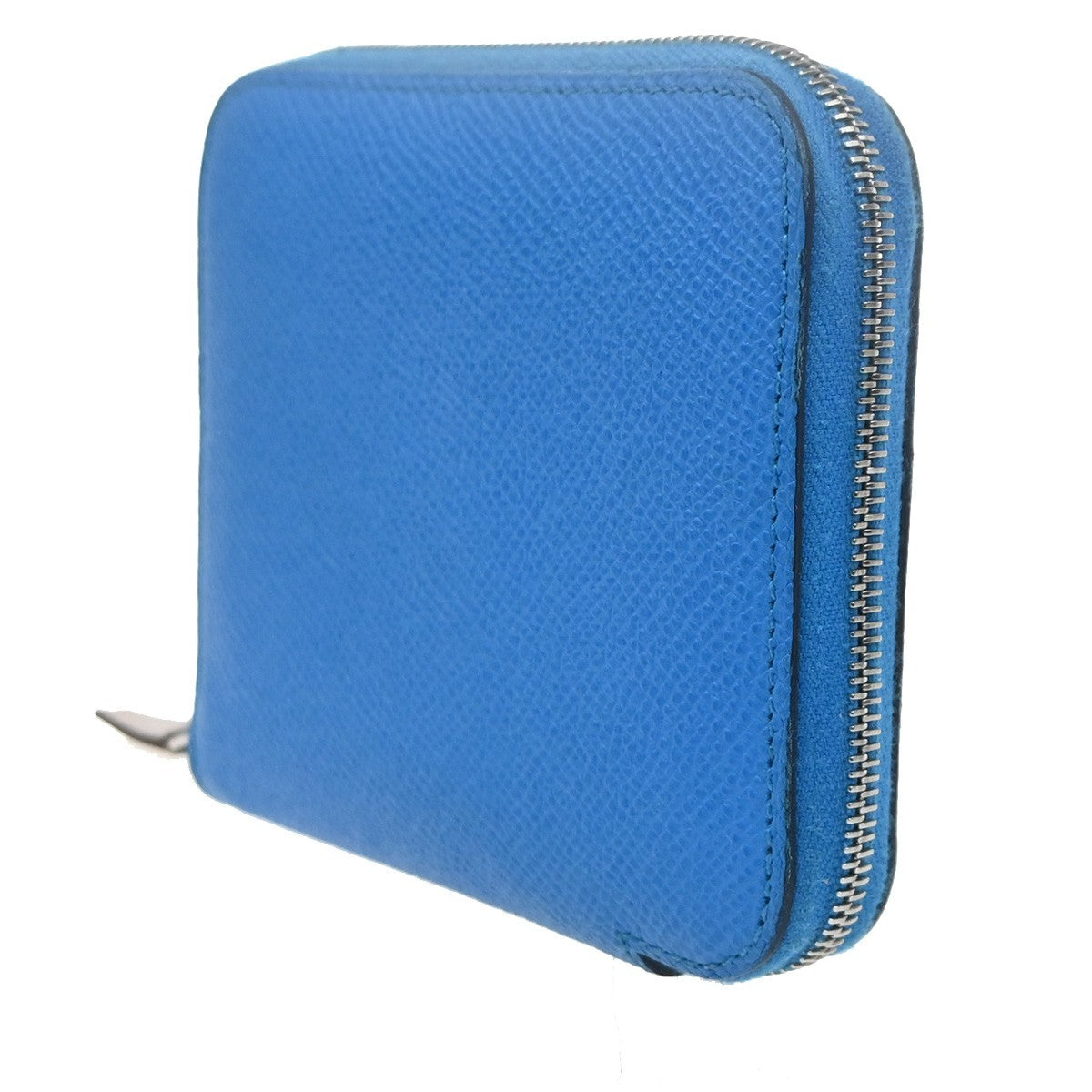 HERMES Logo Azap Zip Around Wallet Silk In Epson Leather Blue SHW France 80RL942