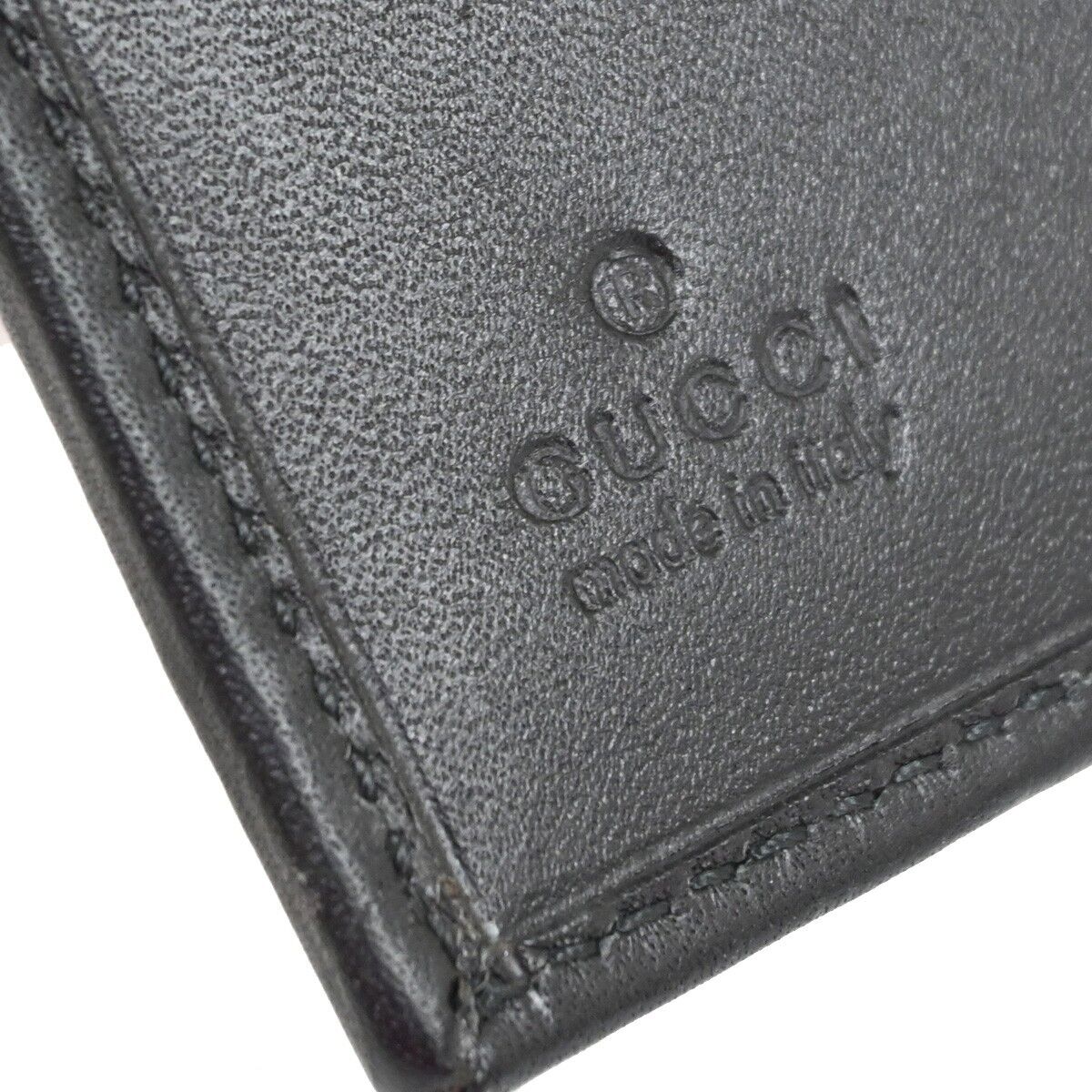 GUCCI Logo GG Pattern Bifold Wallet Canvas Leather Black SHW Italy 35YD865
