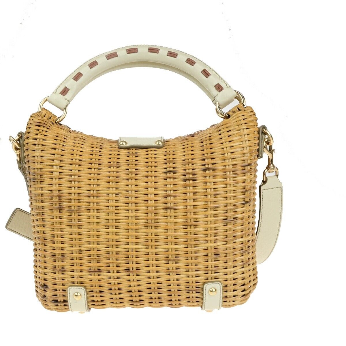 SALVATORE FERRAGAMO Basket Gancini 2Way Shoulder Bag Straw Leather BN WE 88EC604