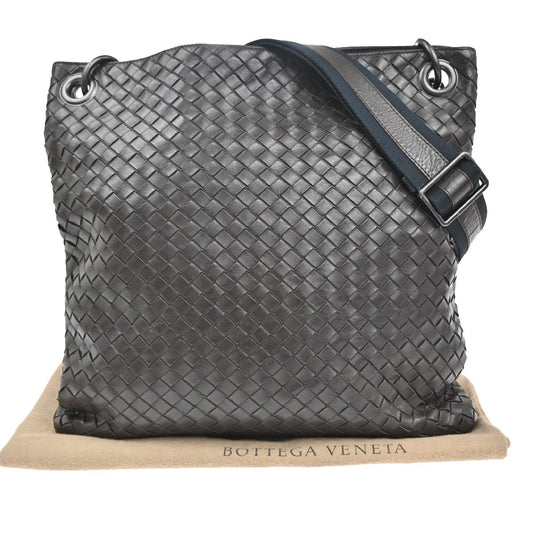 BOTTEGA VENETA Logo Intrecciato Shoulder Bag Leather Brown Italy 27RL747