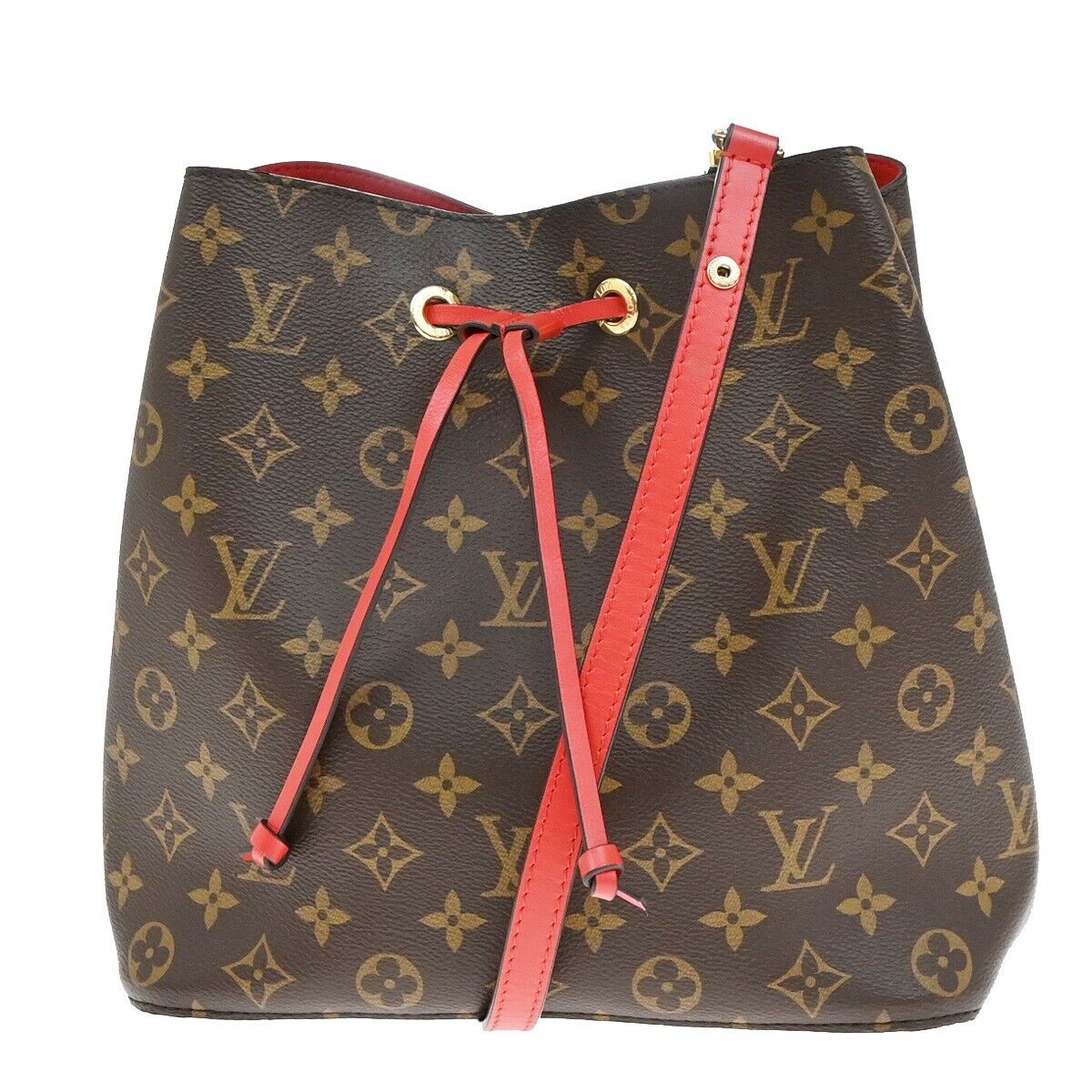 LOUIS VUITTON Neo Noe MM Drawstring Shoulder Bag Monogram Red M44021 669RF240
