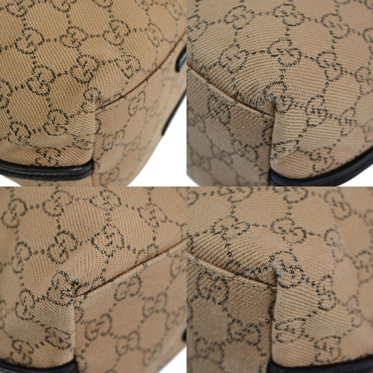 GUCCI Logo GG Pattern Shoulder Bag Canvas Leather Brown Made In Italy 60YF013