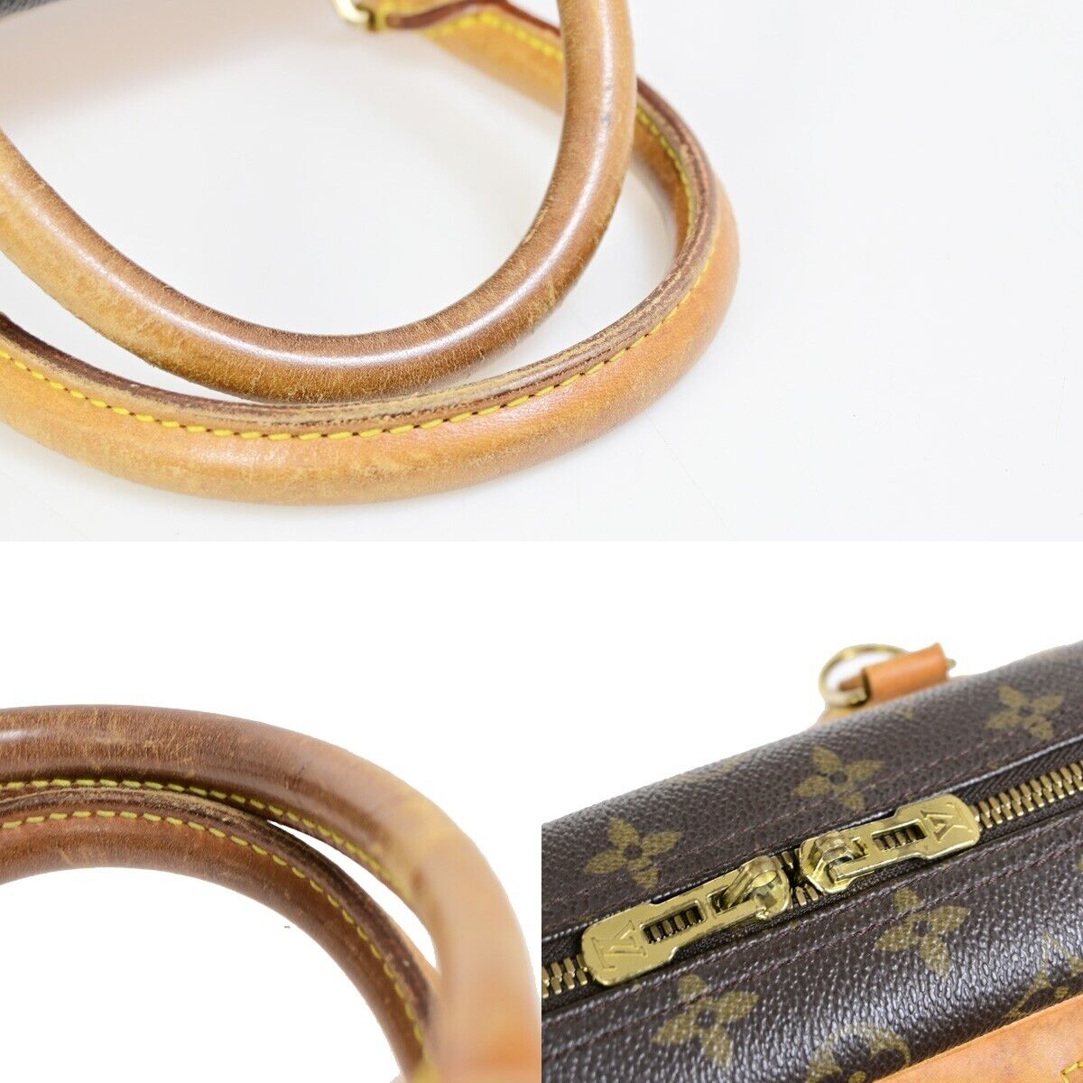 LOUIS VUITTON LV Logo Deauville Hand Bag Monogram Leather Brown M47270 32FB018