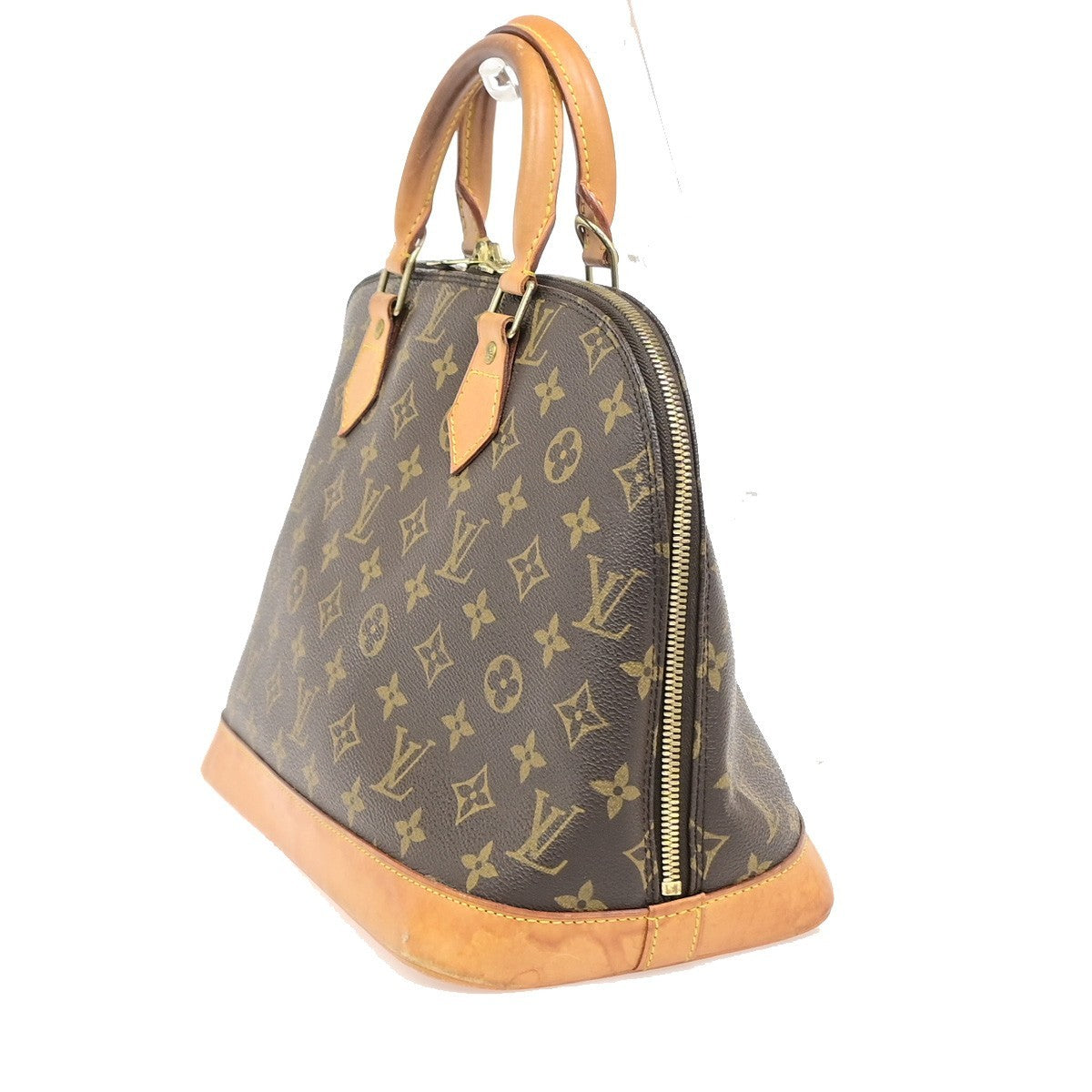 LOUIS VUITTON LV Logo Alma Hand Bag Monogram Leather Brown France M51130 85PA103