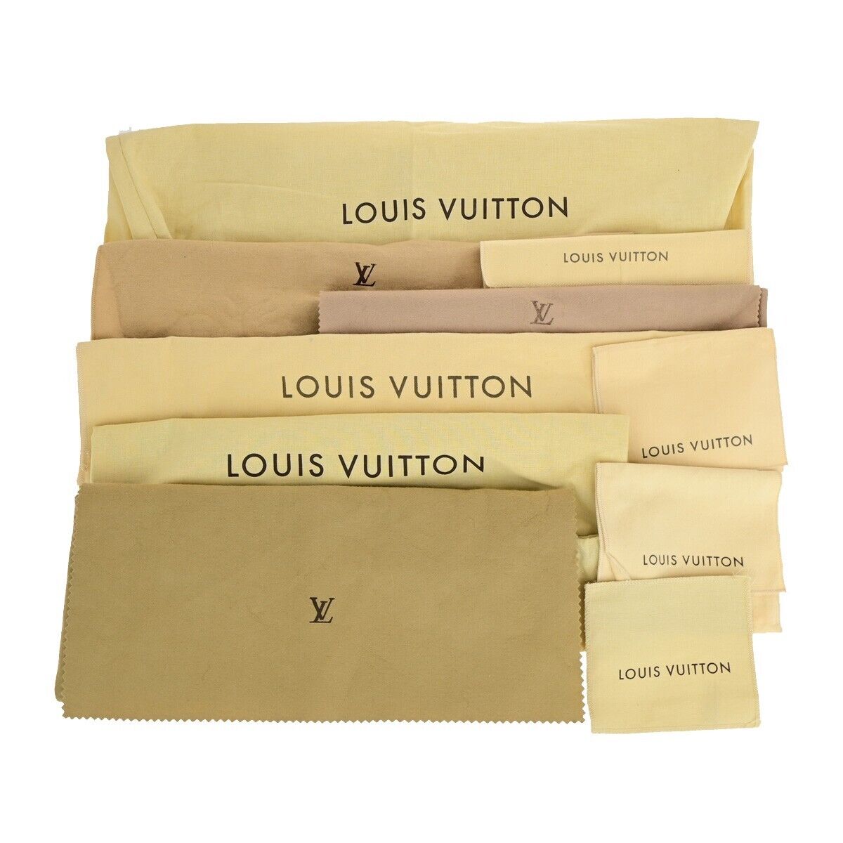 LOUIS VUITTON Logo 10 Set Dust Bag Drawstring Canvas Cotton Beige Brown 08EB517