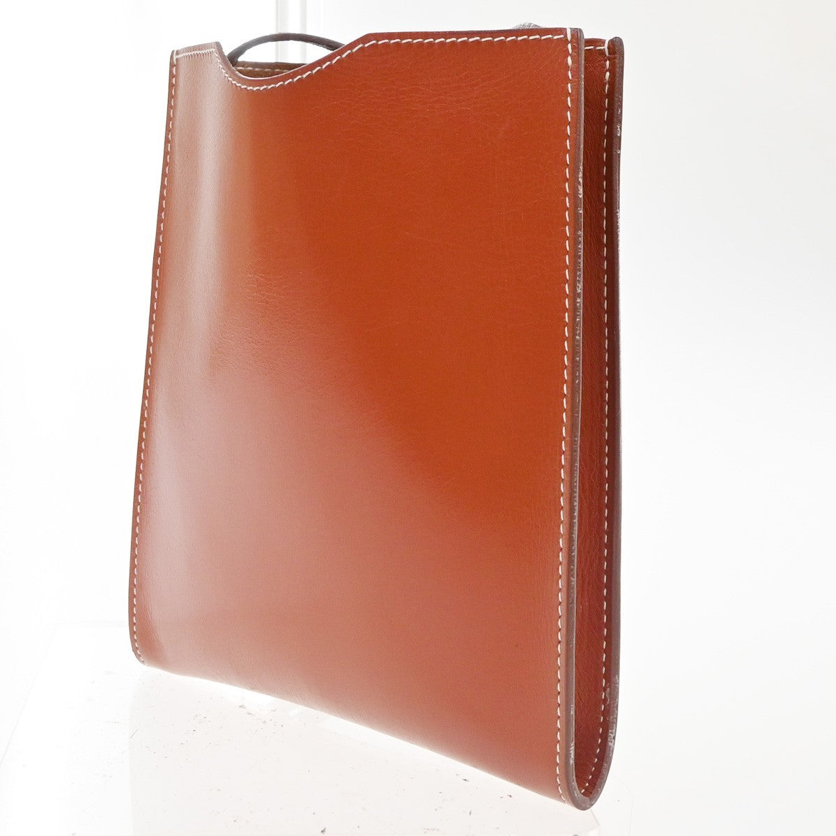 HERMES Logo Onimaito Crossbody Shoulder Bag All leather Box Calf Brown 70RQ067