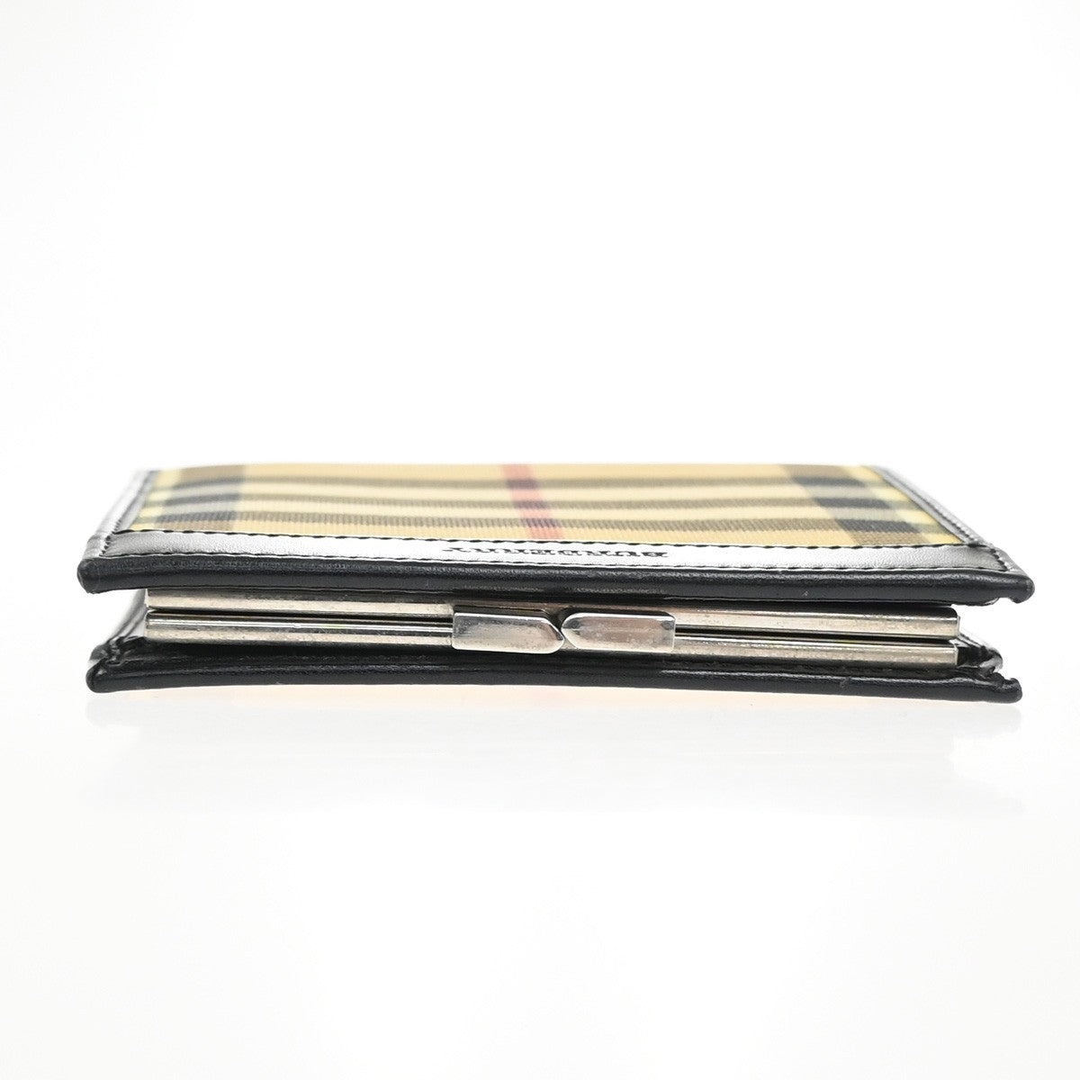 BURBERRY Logo Nova Check Bifold Wallet PVC Leather BE BK SHW Italy 07KC597