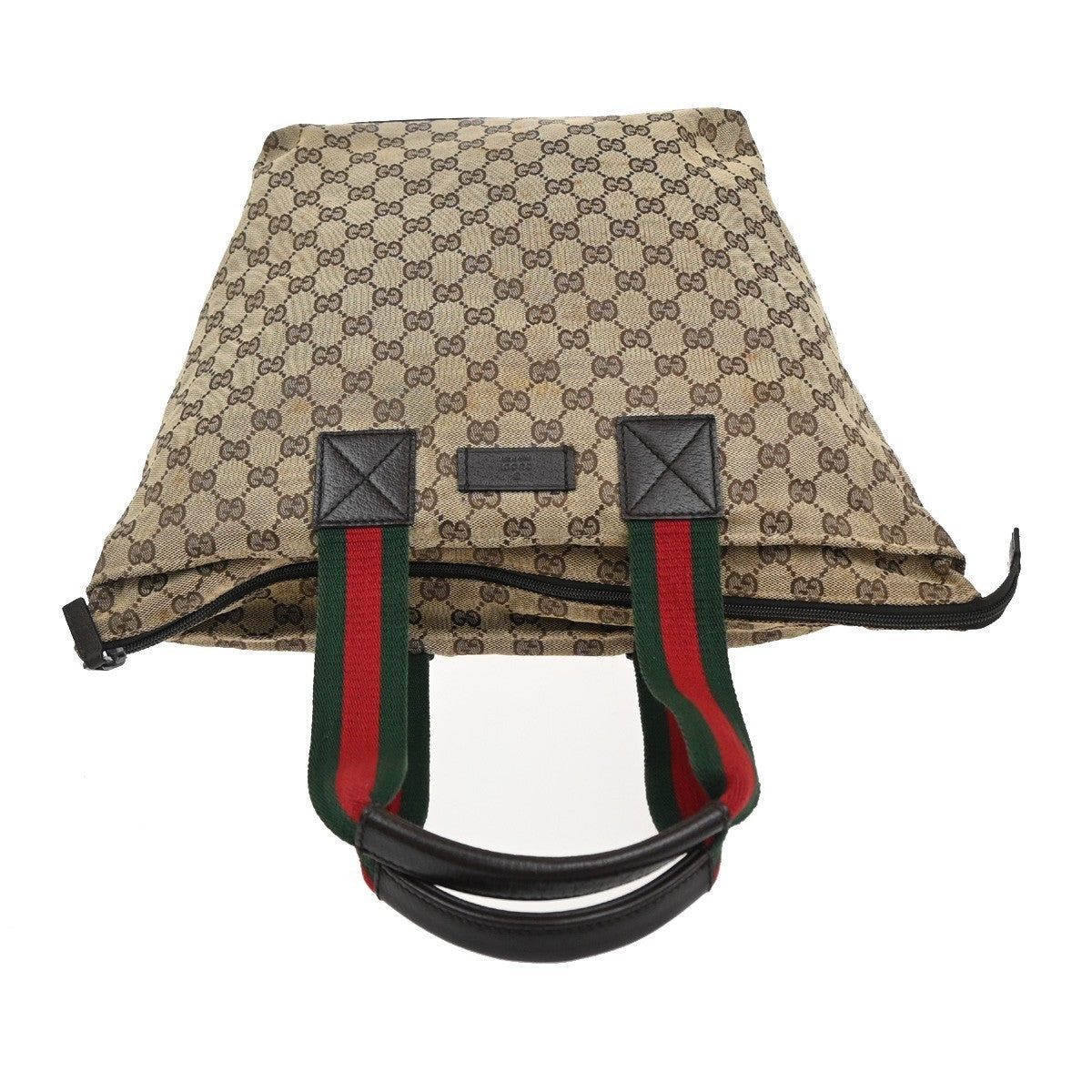 GUCCI GG Logo Sherry Line Shoulder Hand Bag Canvas Leather Beige Italy 67KC204