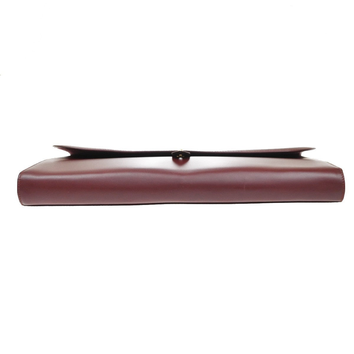 CARTIER Logo Must Line Clutch Hand Bag Leather Red Burgundy GHW 09MA544