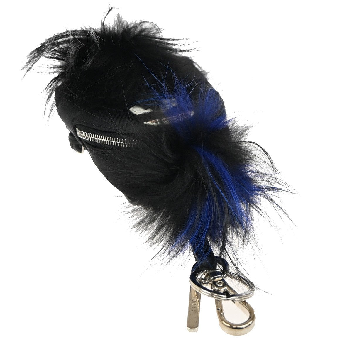 FENDI Karlito Backpack Bag Key Chain Charm Pouch Nylon Leather Fur Black 31KP339