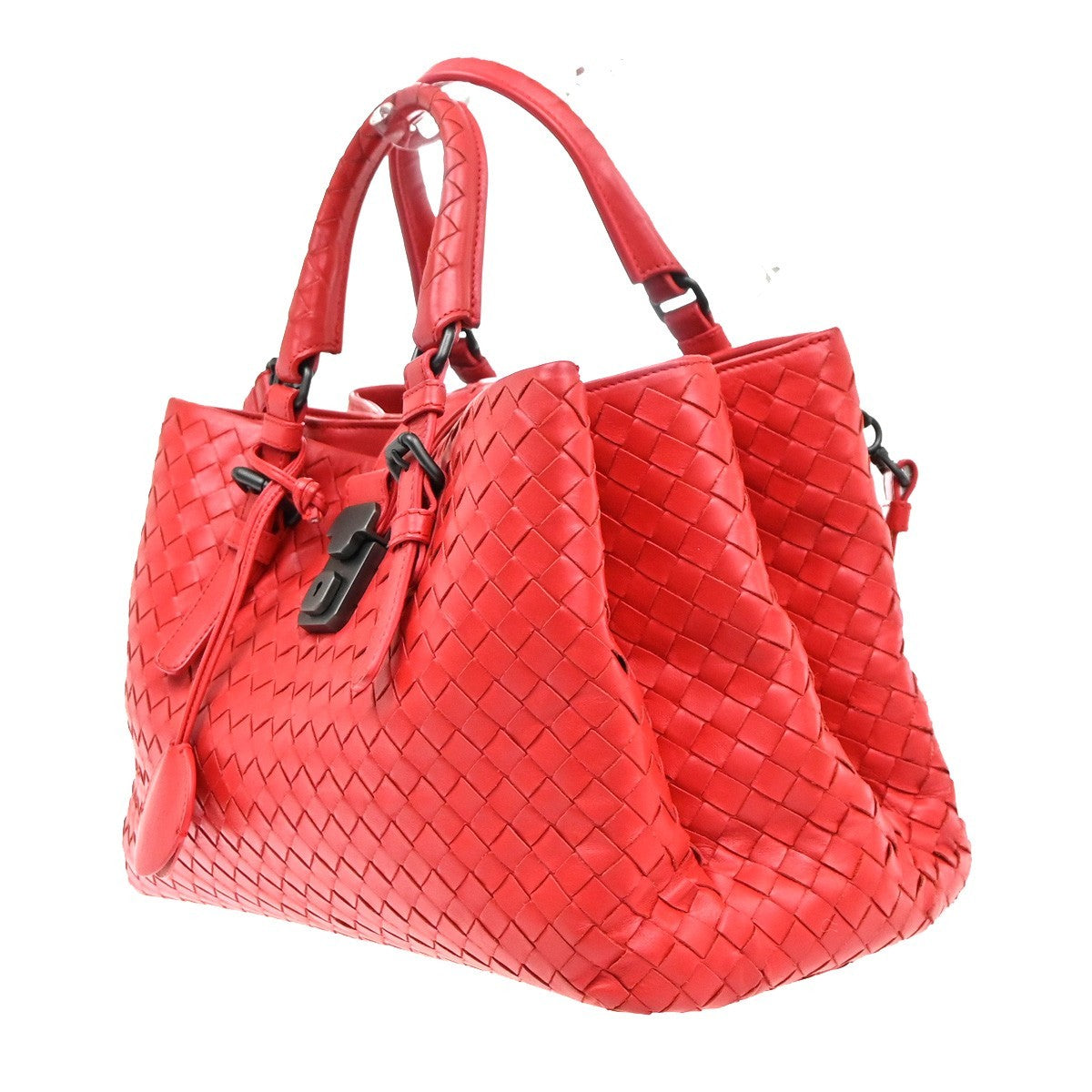 BOTTEGA VENETA Logo Intrecciato Roma 2way Shoulder Hand Bag Leather Red 91MA415
